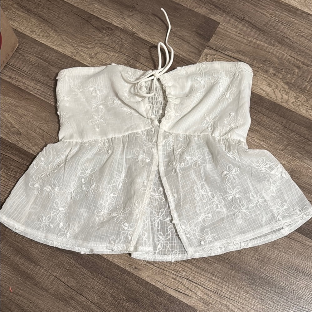 White Embroidered Women's Top